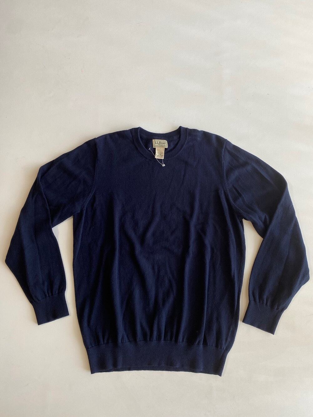 L.L. Bean Men's Sz L Reg Cotton Cashmere Blend Knit LS Sweater Blue